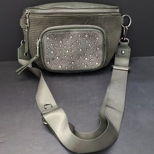 Steve Madden NYC, Women's Green Shimmer, Rhinestone Crossbody/Fanny Pack.
